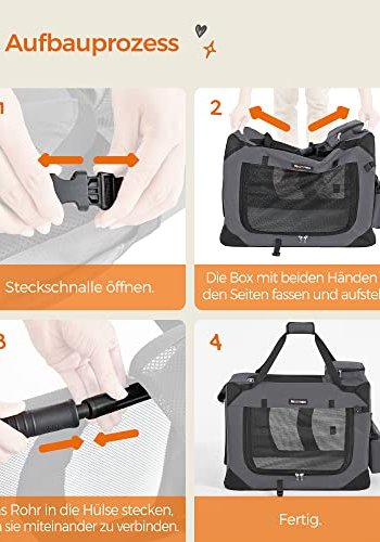 FEANDREA hundbur, hopfllbar djurbur i tyg, 60 x 42 x 42 cm, gr