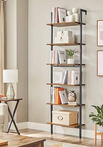 VASAGLE bokhylle, m. 6 hyller - brun sponplate og sort stl