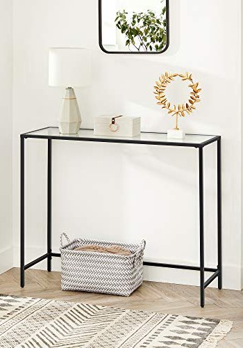 VASAGLE konsollbord, m. 1 hylle - herdet glass og sort stl (100x35)