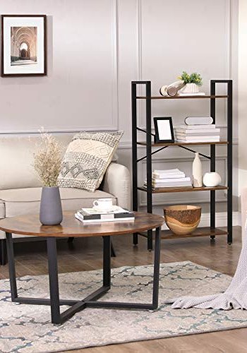 VASAGLE bokhylle, m. 4 hyller - rustikk brun sponplate og sort stl