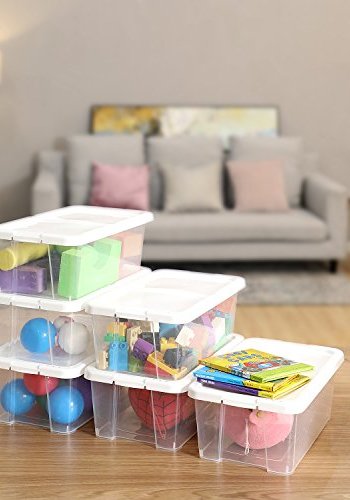 SONGMICS skoboks, med lokk, for sko opp til strrelse 41 - hvit og klar polypropylen (sett med 12)