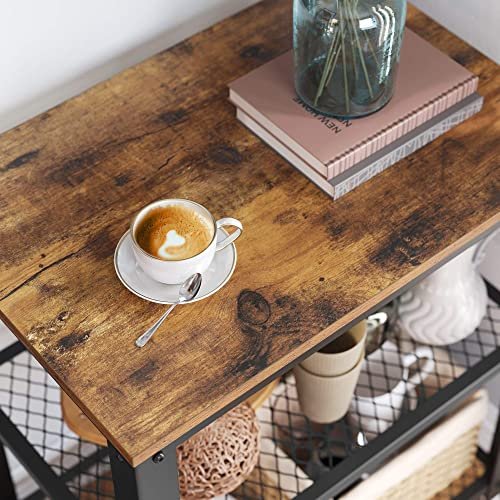 VASAGLE vogn, m. 2 hyller og hjul - brun sponplate og vintage svart stl (60x40)