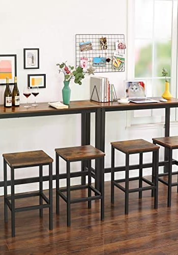 VASAGLE smalt barbord, rektangulrt - rustikk brun sponplate og sort stl (120x40)                