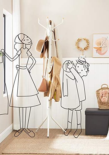SONGMICS stum tjener, m. 12 kroker - kremhvit og elfenbensstl