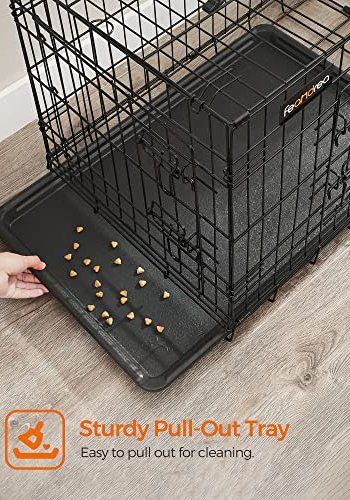 FEANDREA hundeboks, sammenleggbar, med hndtak og 2 drer - svart jern