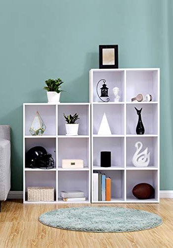 VASAGLE bokhylle, m. 8 rom - hvit sponplate