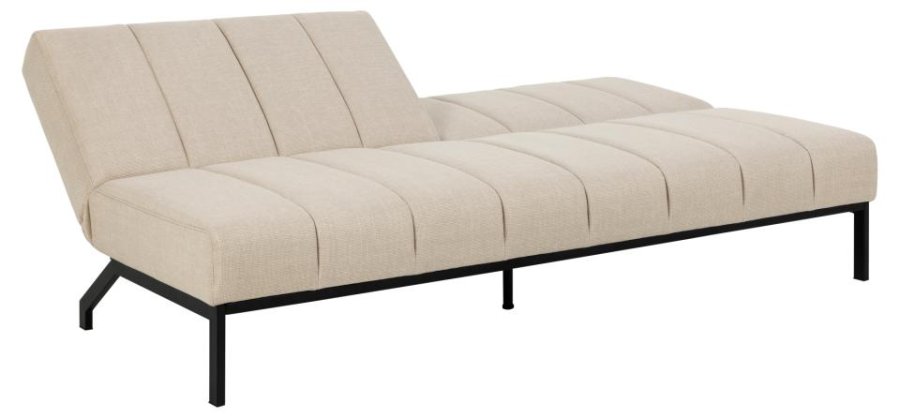 ACT NORDIC Caix sovesofa, m click & clack, delt ryggsttte, smmer - beige stoff og sort stl (198x95)