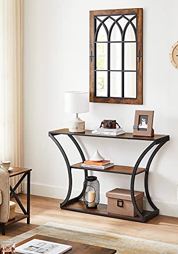 VASAGLE konsollbord, m. 2 hyller - rustikk brun sponplate og sort stl (120x30)