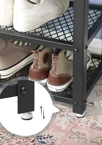 VASAGLE benk, m. 2 skohyller - greige sponplater og sort stl (73x30)