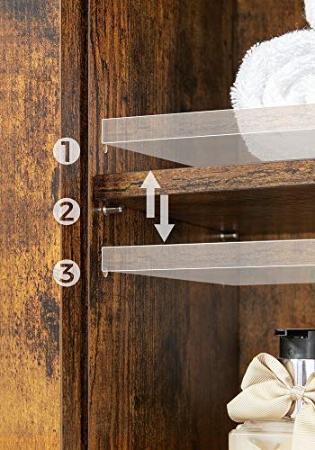 VASAGLE Badezimmer-Hängeschrank für Waschmaschine/WC, mit 1 Schiebetür, 4 Einlegeböden – braune Spanplatte/Stahl