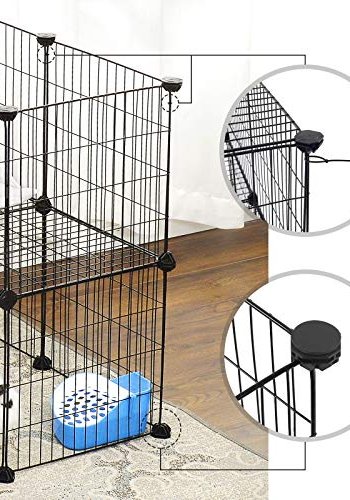 SONGMICS 2-lags lekegrind for smdyr marsvin hamsterkanin - svart metall