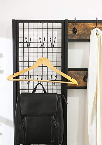 VASAGLE entropstilling, m. meshvg, 15 kroge, 3 hylder - brun spnplade og sort stl