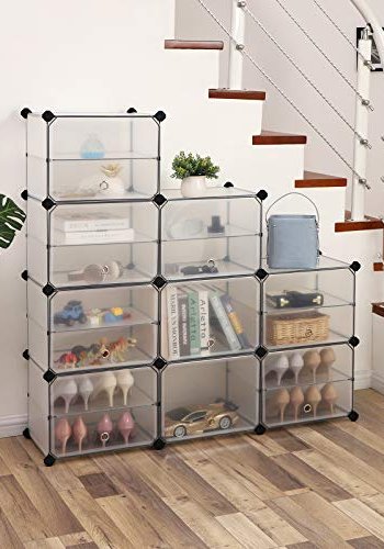 SONGMICS skostativ, stabelbar, m. 9 bokser og 9 hyller - klar plast