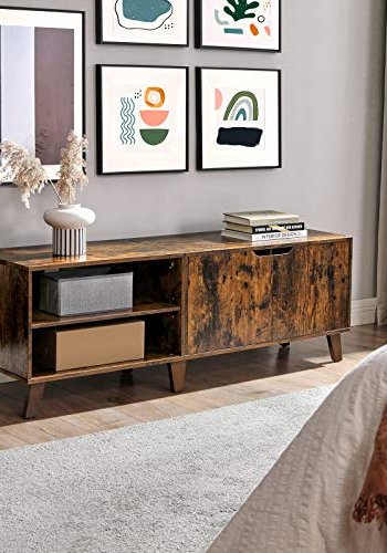 VASAGLE TV-Ständer, mit 2 Türen und 2 Regalen – rustikale braune Spanplatte (140 x 40)