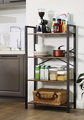 VASAGLE bokhylle, m. 4 hyller - rustikk brun sponplate og sort stl