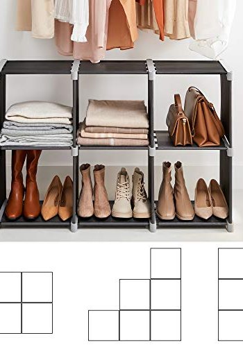 SONGMICS Cube bokhylle, m. 6 rom - sort stoff og stl