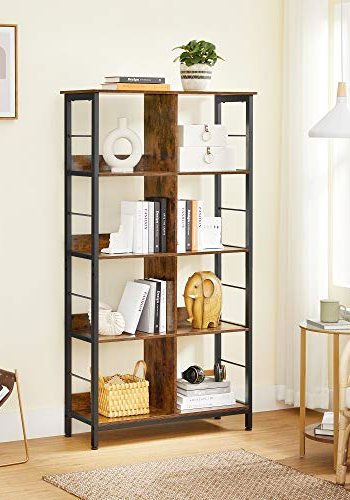 VASAGLE bokhylle, m. 4 hyller - rustikk brun sponplate og sort stl
