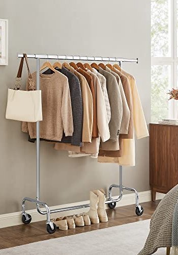 SONGMICS Kldhngare Justerbar kldhngare i frkromad metall, maximal kapacitet 130 kg, 3,6-4,9 fot lng HSR11S