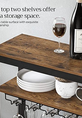 SONGMICS vinreol, til 24 vinflasker, m. glasholdere og 2 hylder - brun bambus og sort stl