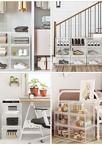 SONGMICS skoboks, stablebar - klar polypropylen (sett med 6)