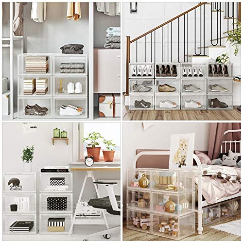 SONGMICS skoboks, stablebar, for UK strrelse 11 - klar plast (sett med 3)