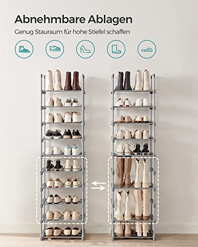 SONGMICS skohylle, m. 10 hyller - grtt stl