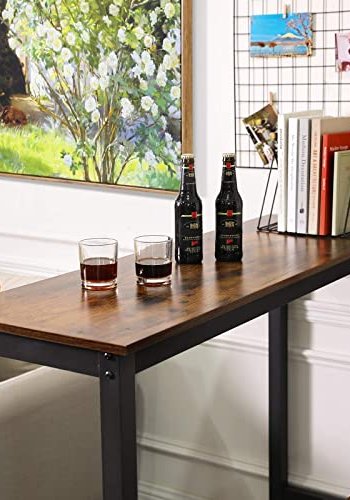 VASAGLE smalt barbord, rektangulrt - rustikk brun sponplate og sort stl (120x40)                