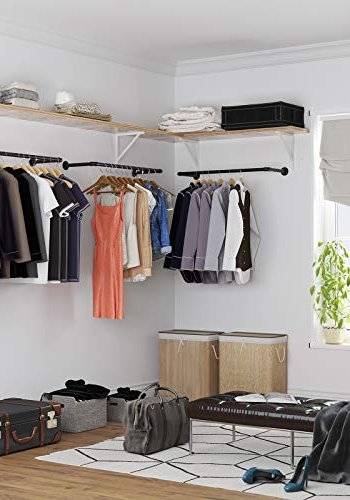 SONGMICS veggmontert klesstang - svart stl (sett med 2)