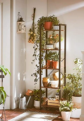 VASAGLE bokhylle, m. 5 hyller - rustikk brun sponplate og sort stl