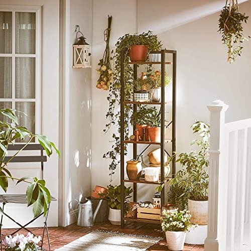 VASAGLE bokhylle, m. 5 hyller - rustikk brun sponplate og sort stl