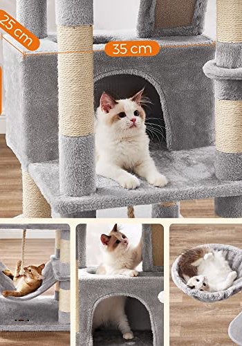 FEANDREA skrapestolpe, 5 niver, 2 stoler, 2 huler, 1 kurv, 2 pom-poms, 1 hengekye - lys gr plysj