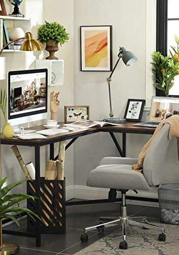 VASAGLE Eckschreibtisch – rustikale braune Spanplatte und schwarzer Stahl (149 x 149)