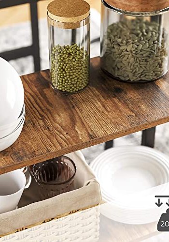 VASAGLE barbord, m. 3 hyller - rustikk brun sponplate og sort stl (109x60)