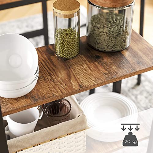 VASAGLE barbord, m. 3 hyller - rustikk brun sponplate og sort stl (109x60)