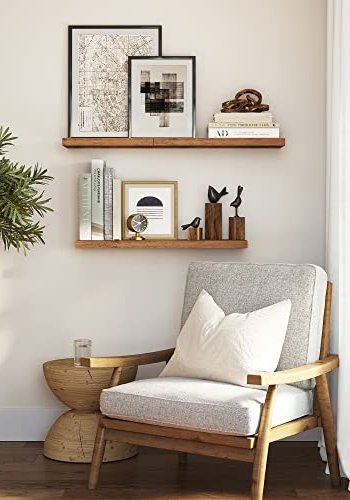 VASAGLE flytende hylle, rektangulr - brun MDF (L:80cm)