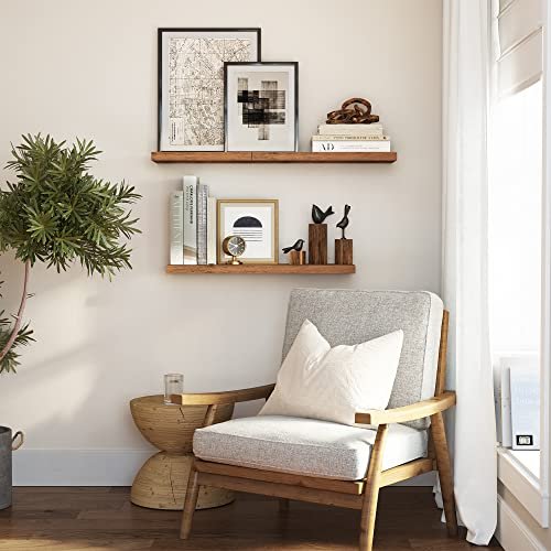 VASAGLE flytende hylle, rektangulr - brun MDF (L:80cm)