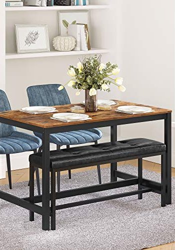 VASAGLE spisebord, rektangulr - rustik brun spnplade og sort jern (120x75)