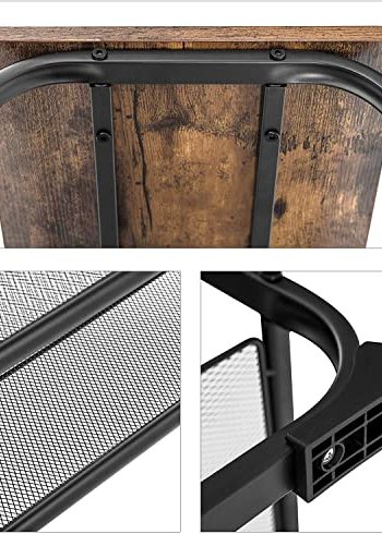 VASAGLE inngangsbenk, m. 2 mesh hyller for sko - rustikk brun sponplate og svart stl (66x30)