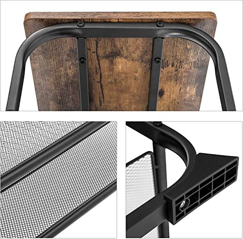 VASAGLE inngangsbenk, m. 2 mesh hyller for sko - rustikk brun sponplate og svart stl (66x30)