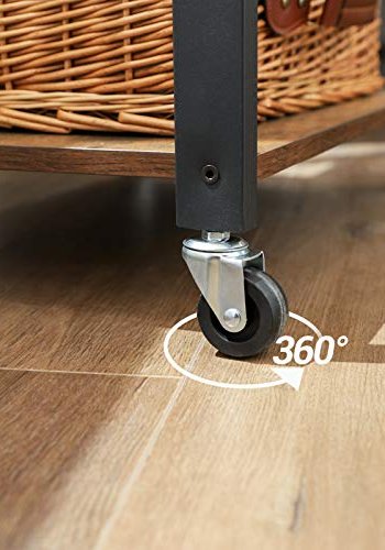 VASAGLE rullebord, m. 3 hyller og 6 kroker - brun sponplate og sort stl (60x40)