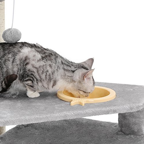 FEANDREA skrapestolpe, 7 niver, 1 plattform, 1 hule, 1 pom pom, 1 kurv, 1 hengekye - lys gr plysj