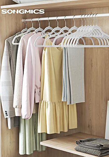 SONGMICS kleshenger, sklisikker, 360° svingbare kroker - hvit flyel (sett med 50 stk)