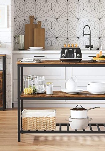 VASAGLE bakerist, kjkkeny, m. 2 hyller - brun sponplate og sort stl (120x60)