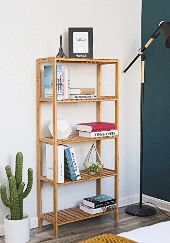 SONGMICS hylle, m. 5 hyller - naturlig bambus