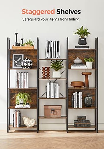 VASAGLE Bücherregal, mit 14 Regalen – rustikale braune Spanplatte und schwarzer Stahl