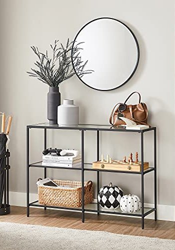 VASAGLE konsollbord, m. 2 hyller - herdet glass og sort stl (100x30)