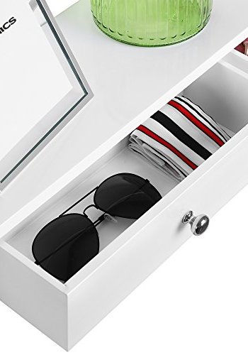 SONGMICS vegghylle, m. 2 skuffer - hvit hyglans MDF