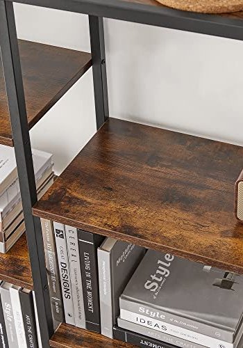 VASAGLE bokhylle, m. 9 hyller - rustikk brun sponplate og sort stl