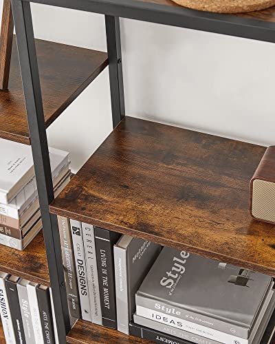 VASAGLE bokhylle, m. 9 hyller - rustikk brun sponplate og sort stl