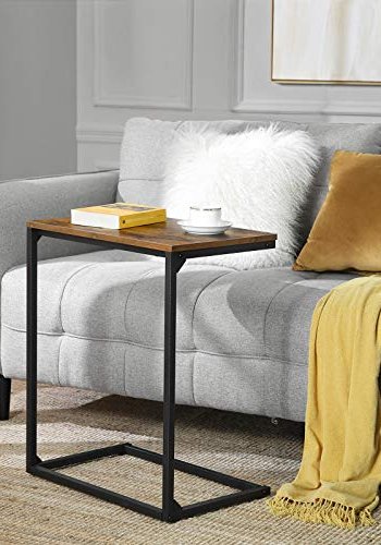 VASAGLE sidebord, rektangulrt - rustikk brun sponplate og sort stl (55x35)